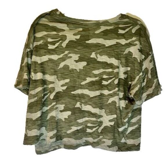 Old Navy Camouflage Streetwear Basic Round Neck Y2K Retro Crop Tee Shirt SZ L - Picture 2 of 5